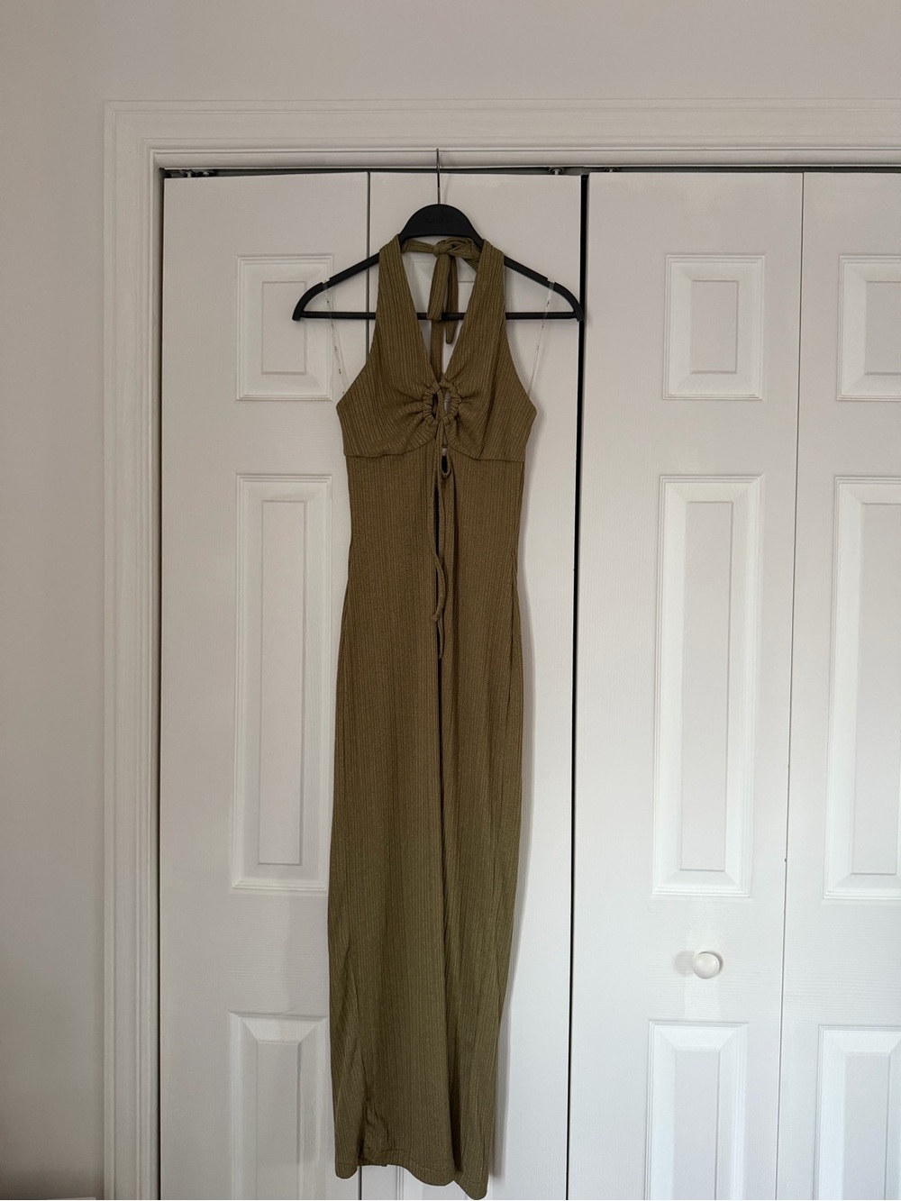Olive halter maxi dress